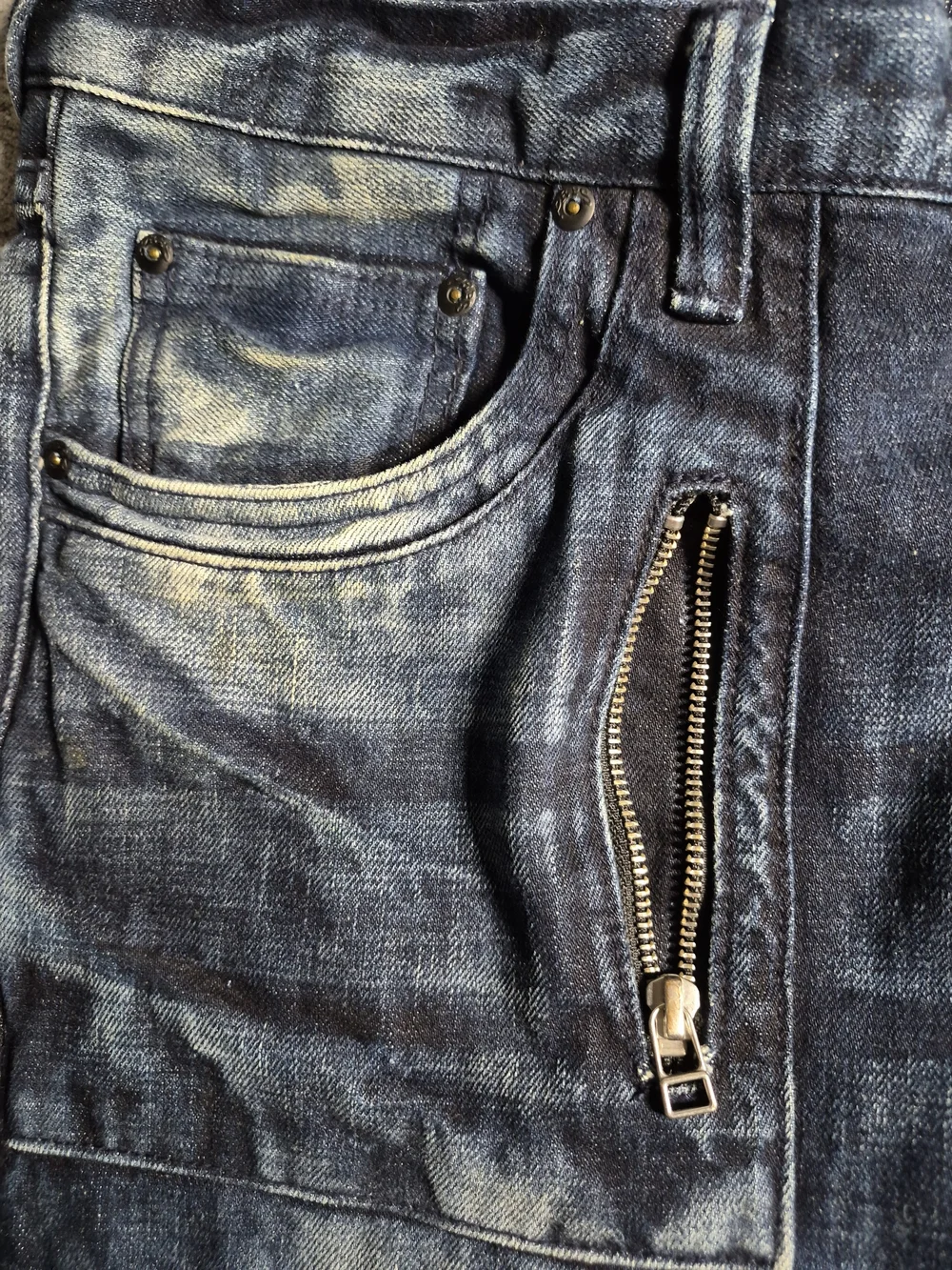 PRPS Men's Buttonfly Biker Jeans Blue Size 36 Ribbed Multi Zipper Denim EUC